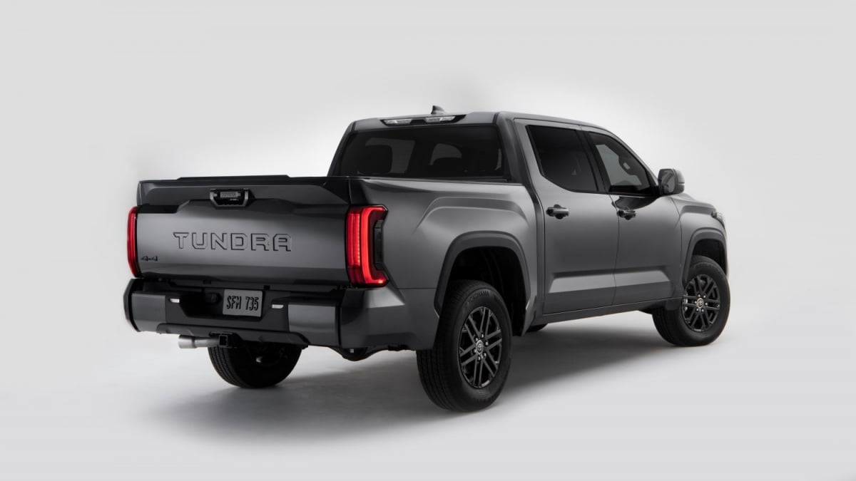 2024 Toyota Tundra in Magneric Gray rear 3/4 view