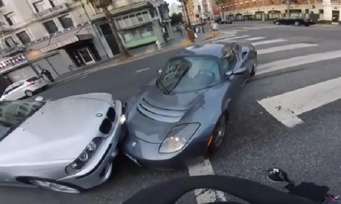 Video Captures Tesla Roadster Hitting Bmw In San Francisco