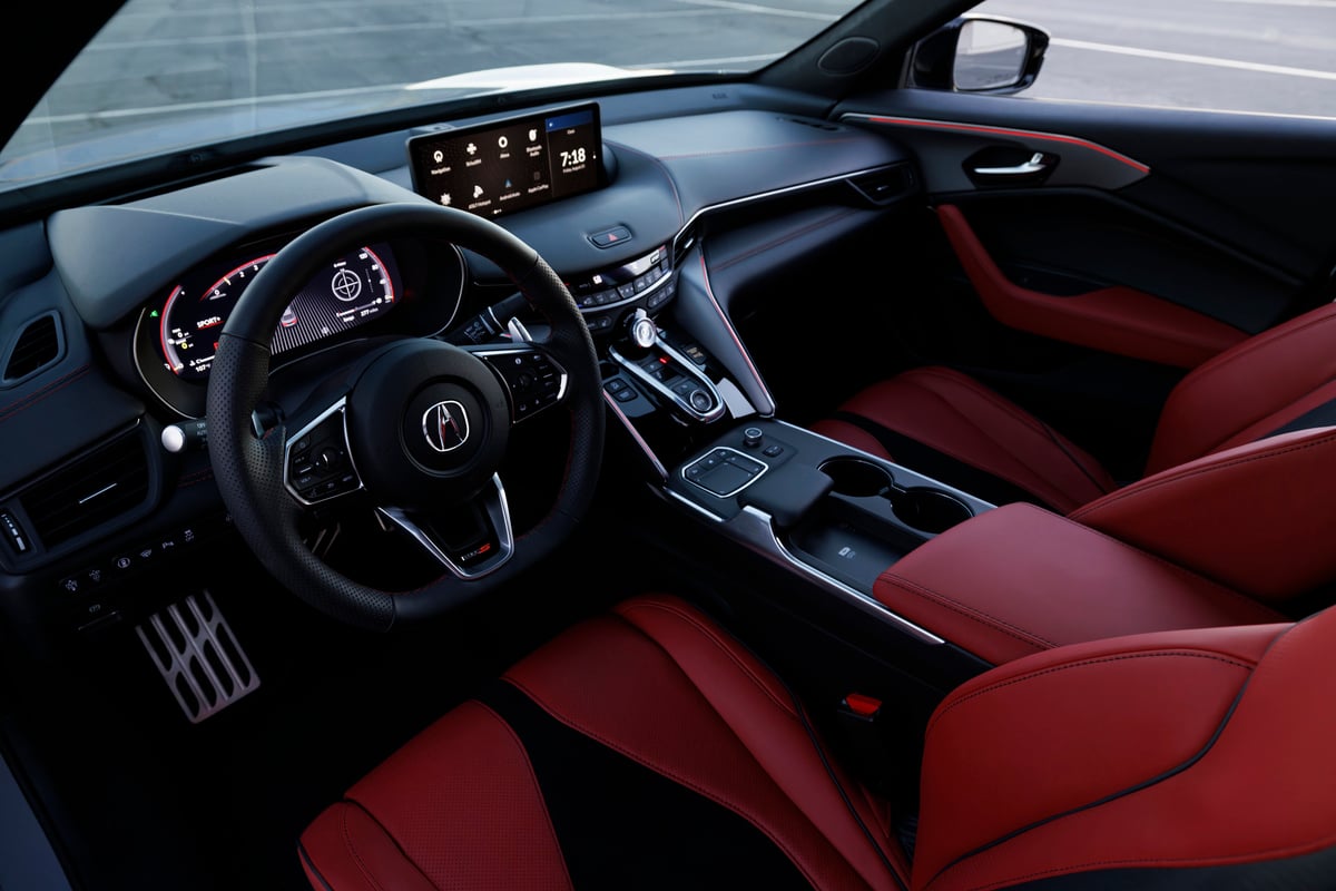 The second-generation Acura TLX has one of the most distinctive interiors of any sports-luxury sedan