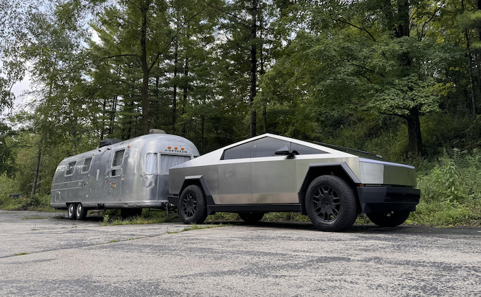 Joseph's Cybertruck towing an Airstream