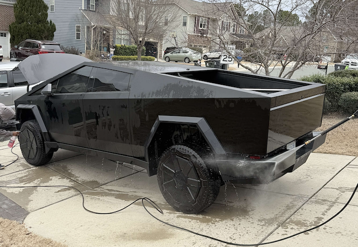 Haroon's 2024 Tesla Cybertruck being washed