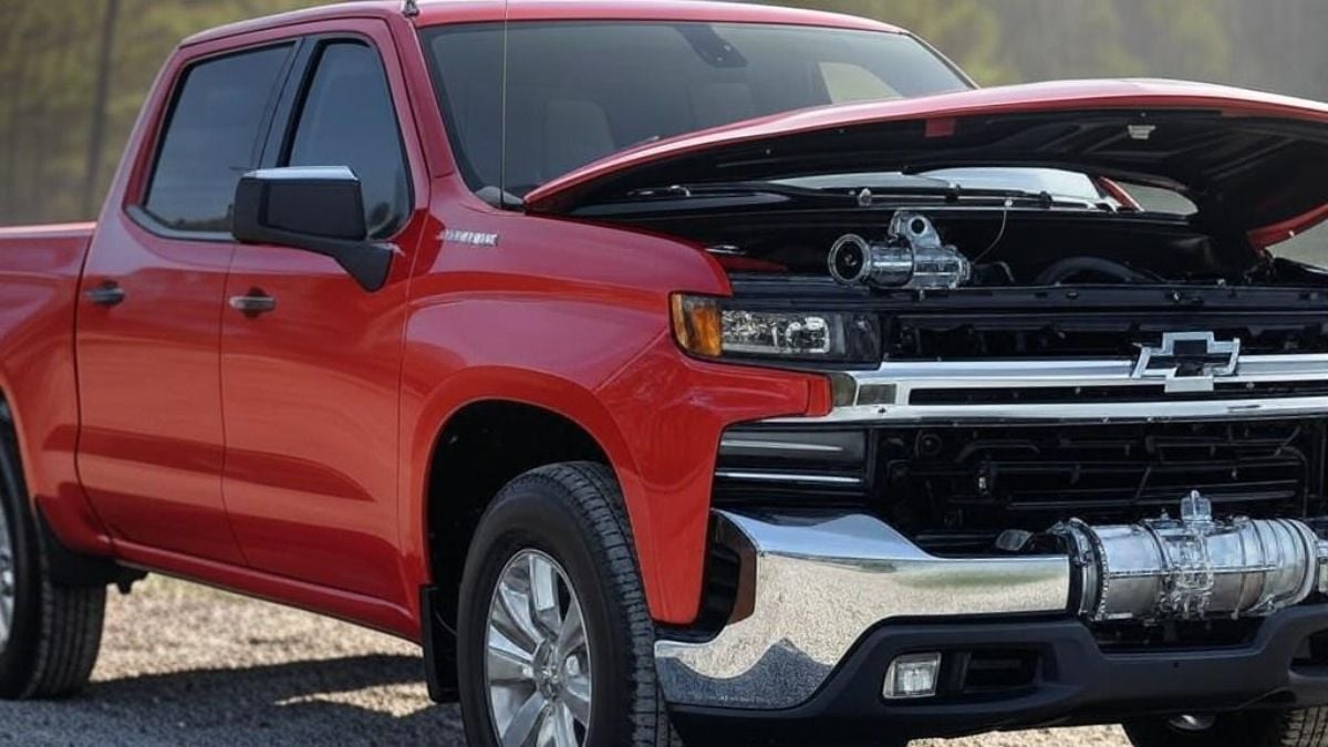 4wd Chevy Silverado with an open hood