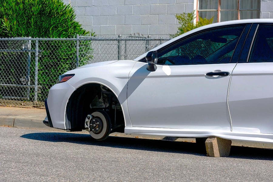 Damage from Car on Blocks Example