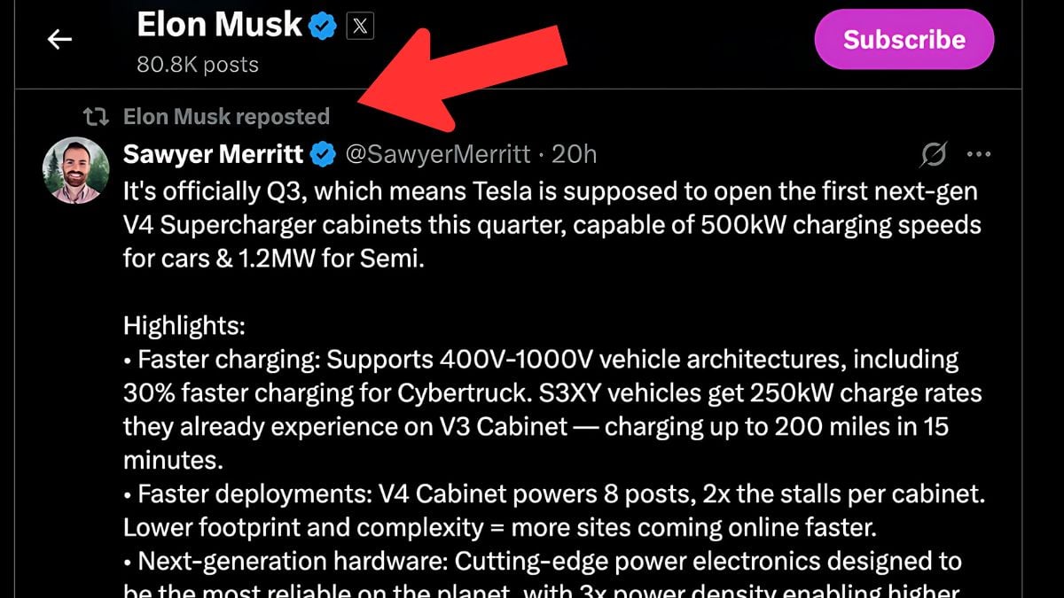 Elon Musk Confirms Tesla Will Increase the Cybertruck’s Charging Speed to 500 KW This Quarter – “53% Peak Charging Speed Increase”