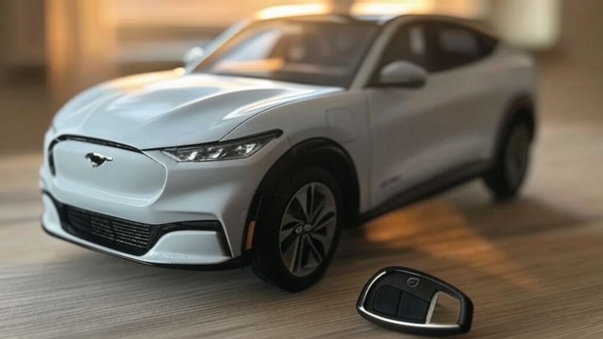 Ford Mustang Mach-E with its key fob
