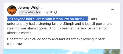 Lemon Law Confusion Among Tesla Owners