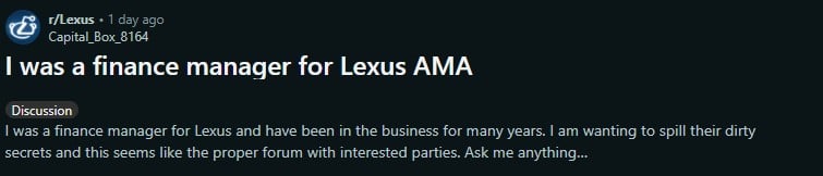 Lexus Finance Manager reveals all.