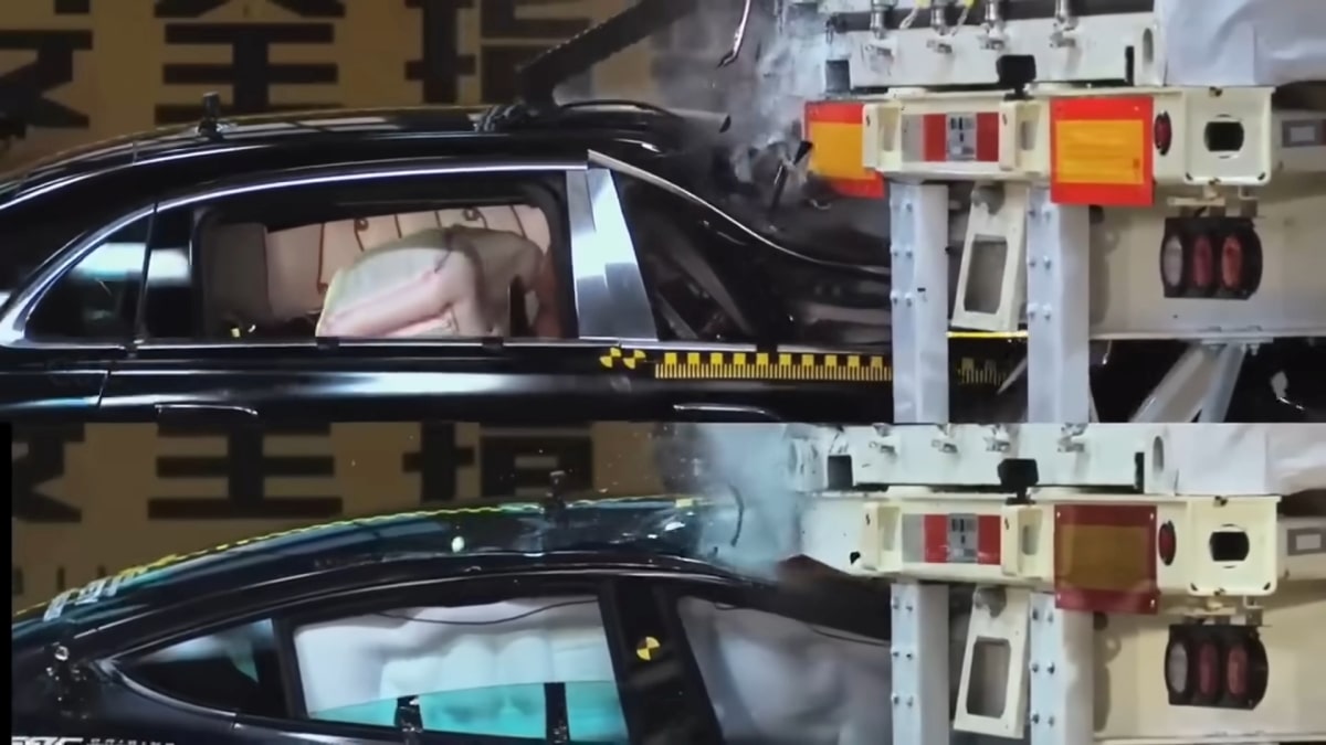 Mercedes Maybach and Tesla Model 3 in the most extreme, hard to pass crash test; two very surprising results