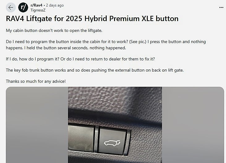 When Pushing the Hatch Lift Button Does Not Work