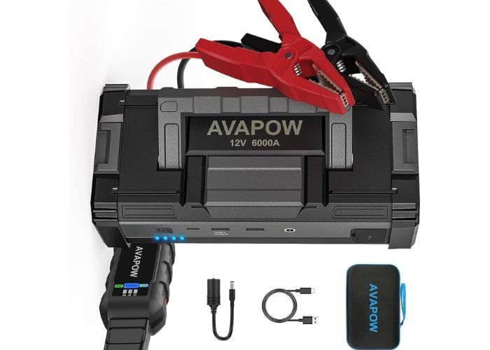 AVAPOW 6000A Car Battery Jump Starter(for All Gas or up to 12L Diesel) Powerful Car Jump Starter with Dual USB Quick Charge and DC Output,12V Jump Pack with Built-in LED Bright Light