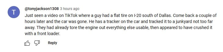 Owner Leaves Car with Flat Tire for Only 2 Hours and Car is Gone