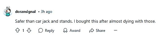 Car Lift Owner Says Car Lift Is Safer Than Jack Stands