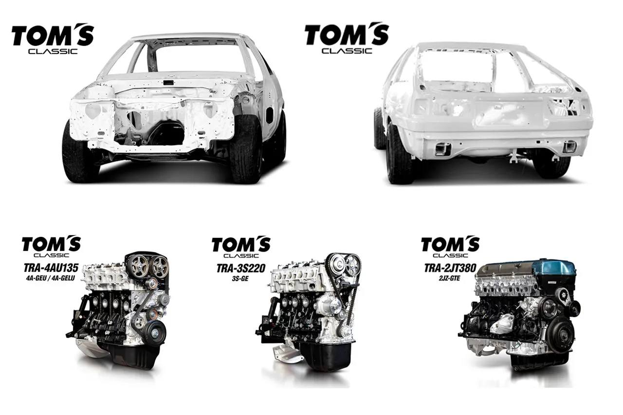 TOM's Racing offers full restoration, continuation parts, and bodies in white for icocic Toyota models like the AE86