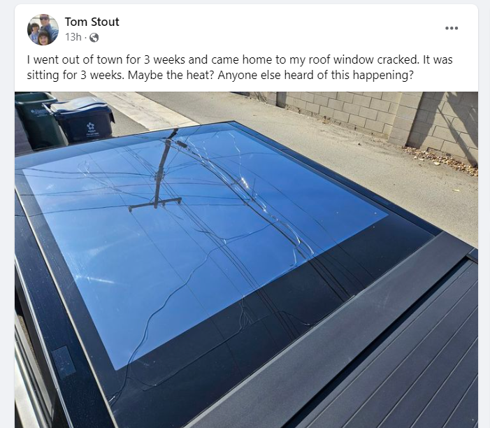 Tesla Cybertruck Glass Roof Shattered