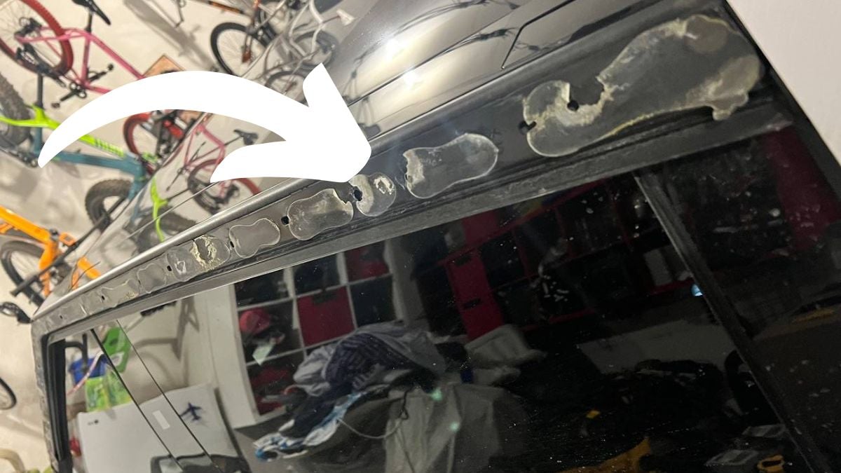 Tesla Cybertruck with missing stainless steel trim