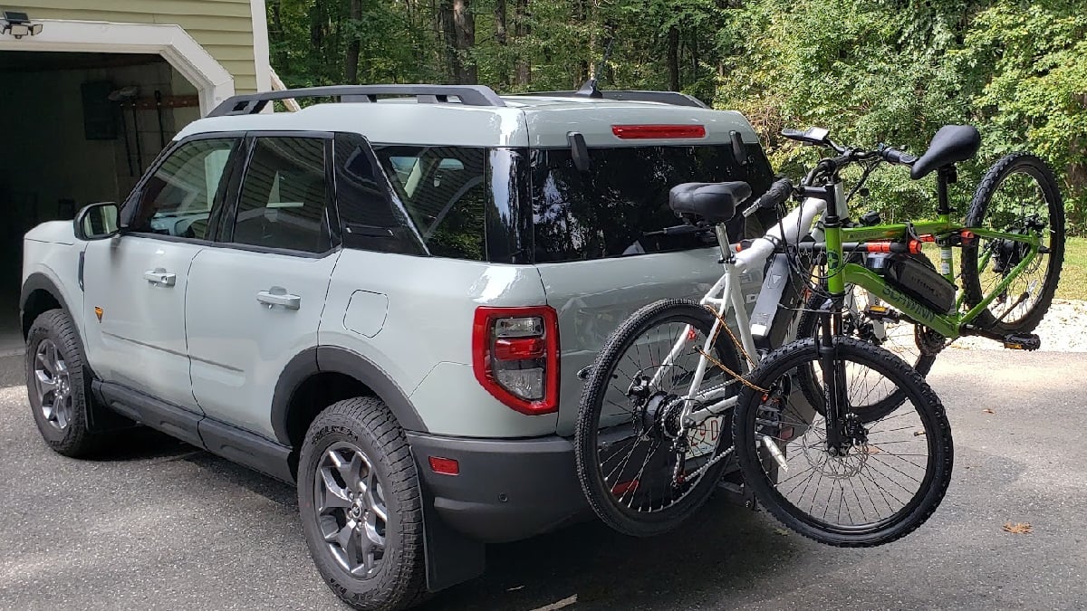 Image of Ford bronco Sport hauling bikes by John Goreham