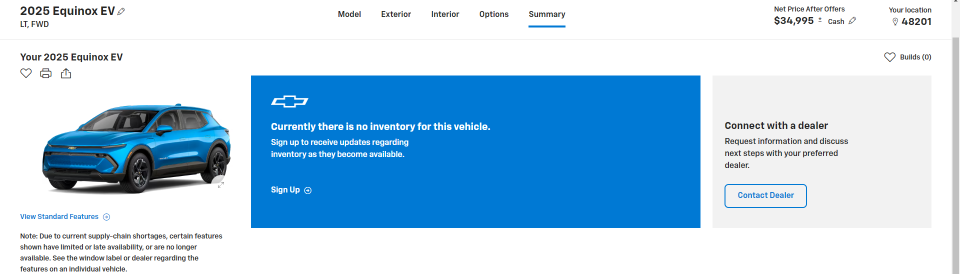 Image of Equinox inventory status courtesy of GM's public-facing page. 