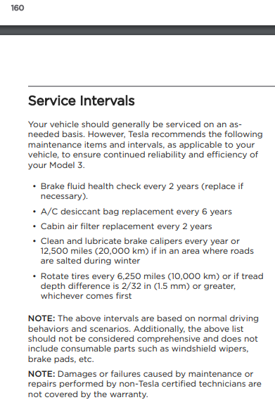 Maintenance page shown is from Tesla manual. 