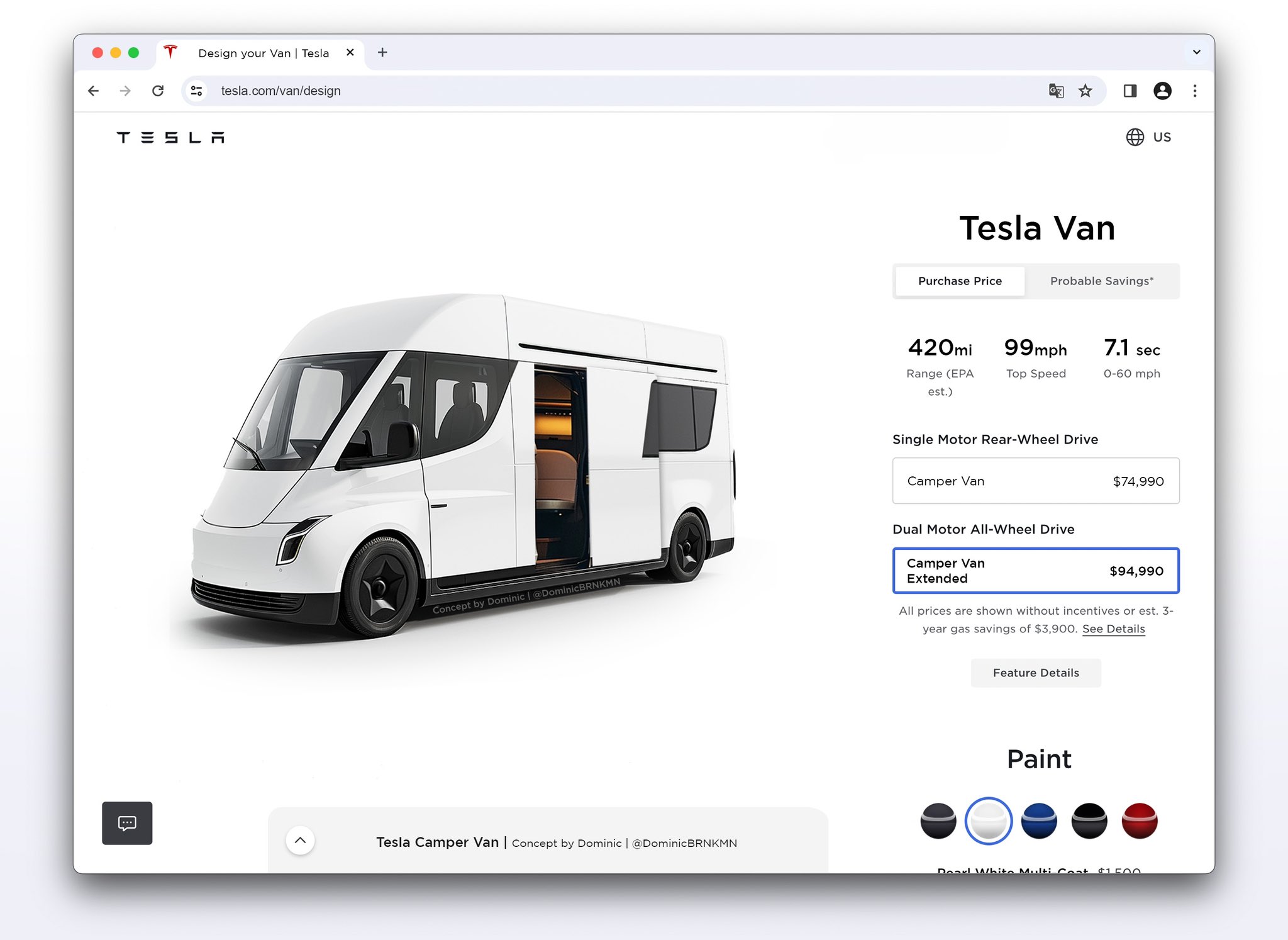 Tesla van concept