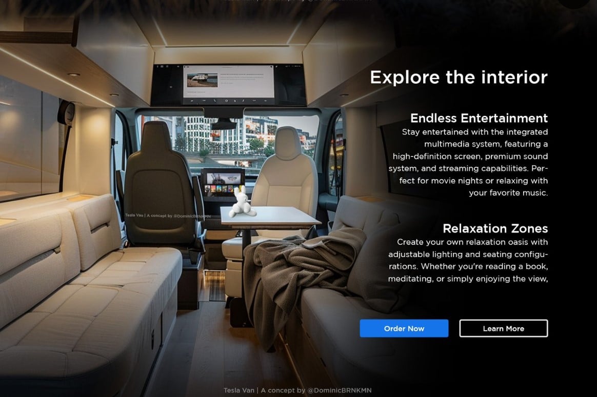 Tesla van concept inside