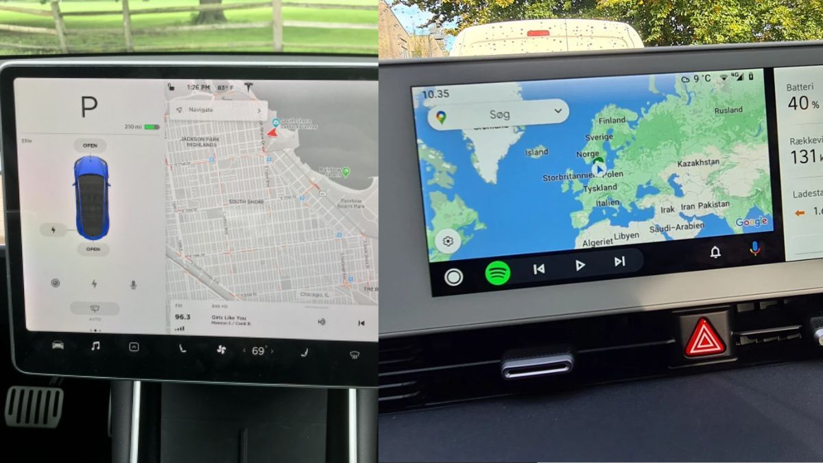 Tesla Model Y touchscreen vs Hyundai Ioniq 5 split-screen