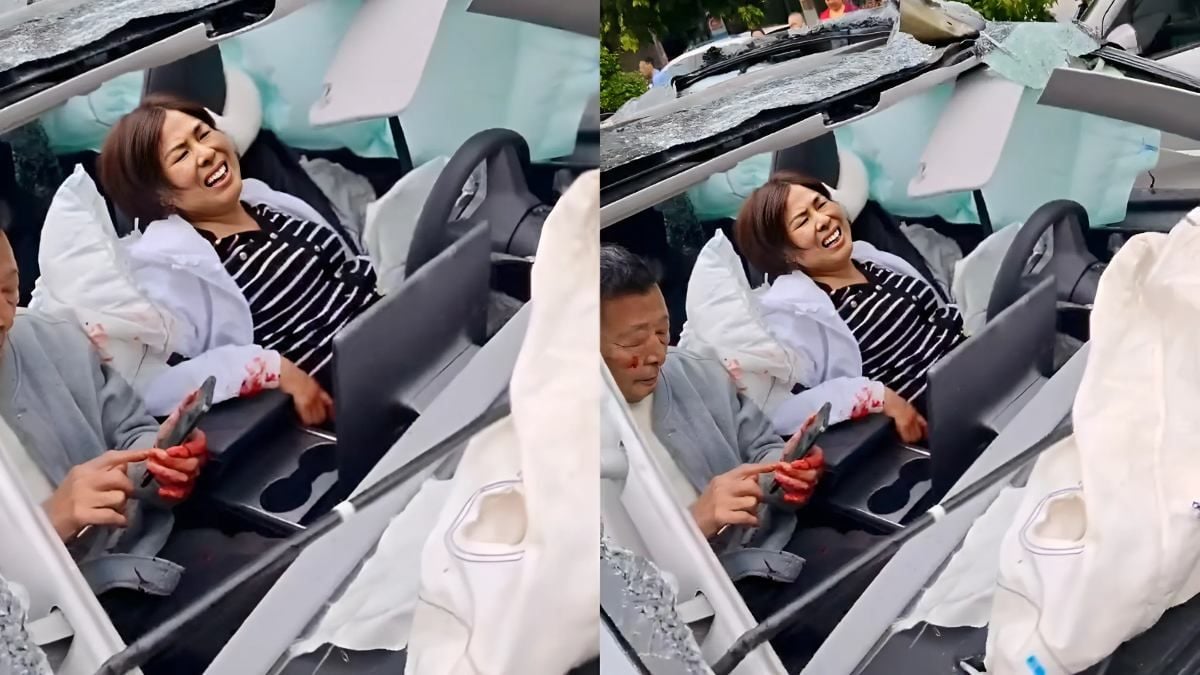 A Woman Seen Relieved After Her Tesla Model Y Rolls Over 7 Times ...