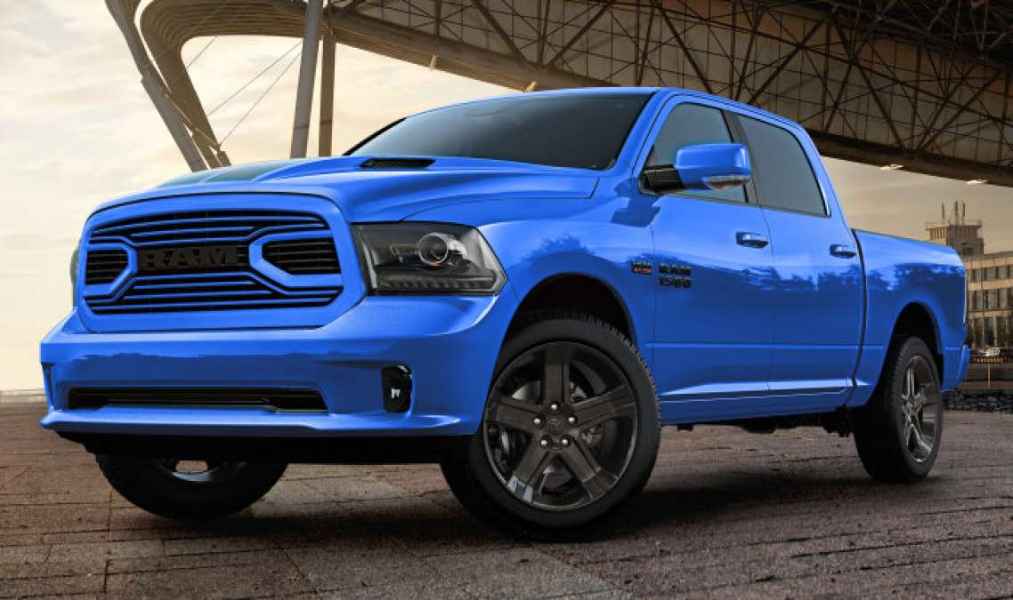 2018 Ram 1500 Hydro Blue Sport front 3/4