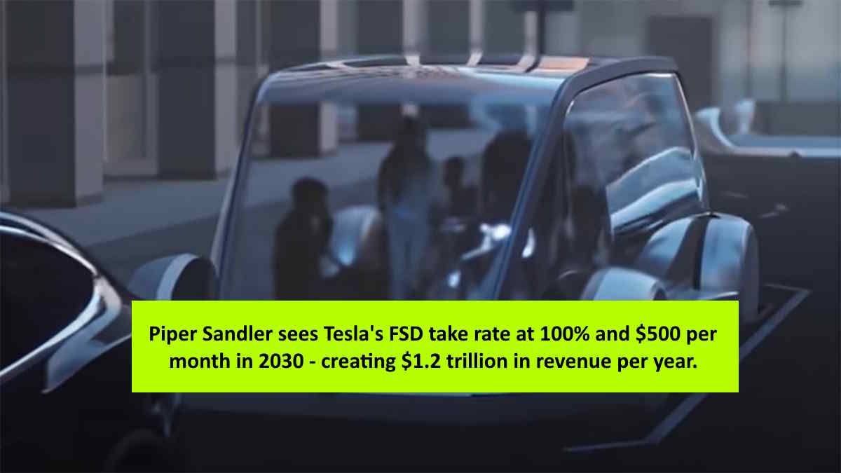 Piper Sandler Sees Tesla's HUGE Vision For Full Self-Driving Happening And Take Rates at $500 Per Month and 100% In 2030