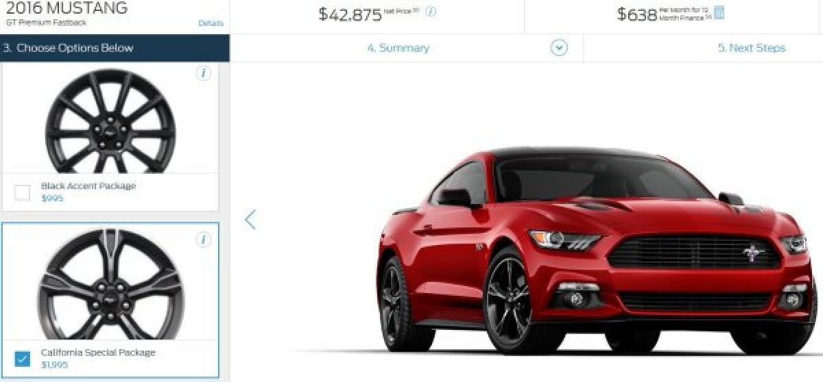 Build Your 16 Ford Mustang Gt California Special Online Now Torque News