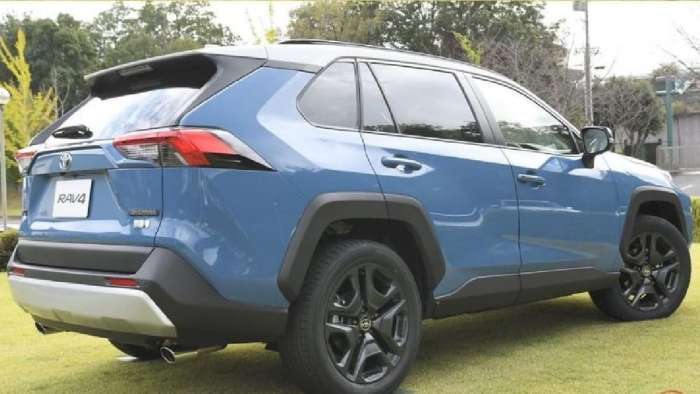 2022 Toyota RAV4 Adventure Hybrid Cavalry Blue profile back end rear end