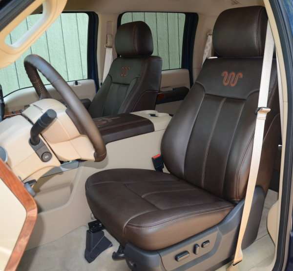 The front seats of the 2015 Ford F350 King Ranch | Torque News
