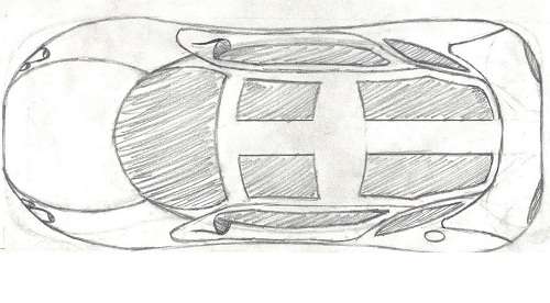 Levibeat car concept from bird view.