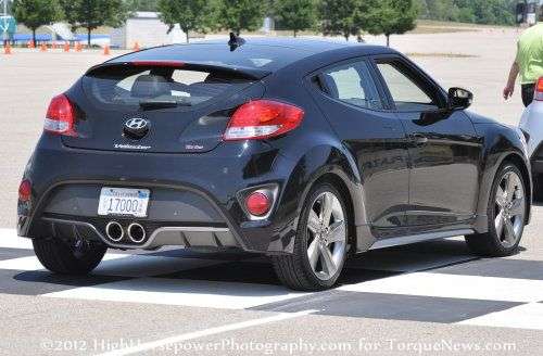 A rear end of the 2012 Hyundai Veloster Turbo