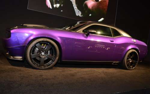 A side view of Jeff Dunham's Project UltraViolet Dodge Challenger SRT8