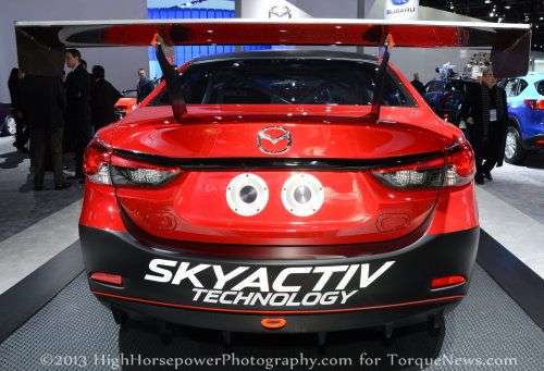 The rear end of the 2014 Mazda 6 Skyactiv-D race car