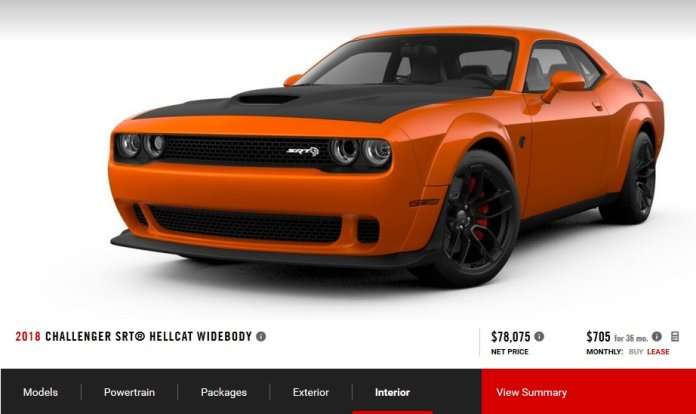 Build Your 2018 Dodge Challenger SRT Hellcat Widebody Online Now ...