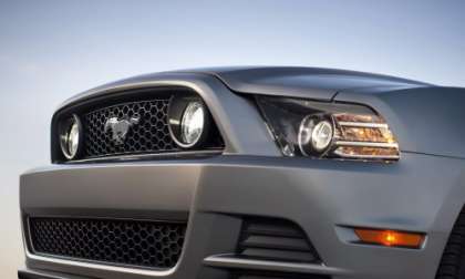 A close up of the new front end of the 2013 Ford Mustang GT