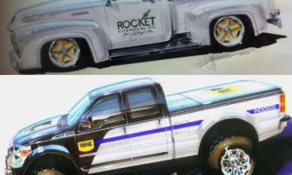 The two 2012 SEMA Cares Ford Trucks