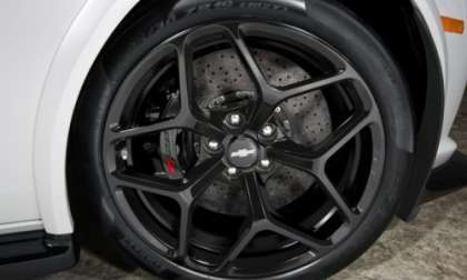 The front wheel of the new 2014 Chevrolet Camaro Z/28