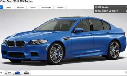 A screenshot of the 2013 BMW M5 configurator