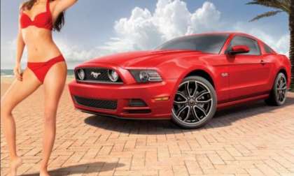 Dalena Henriques in a red bikini with the 2013 Ford Mustang GT