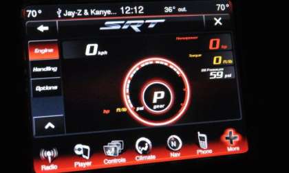 The 8.4 inch touchscreen of the 2012 Dodge Charger SRT8