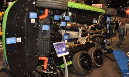 The 2013 Ford Mustang GT in Gotta Have It Green from the underside