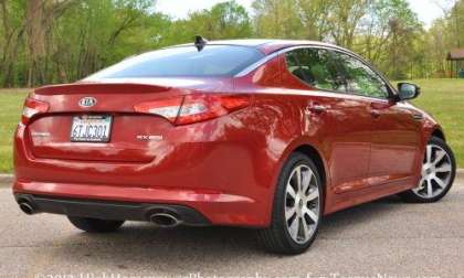 The 2012 Kia Optima SX from the rear