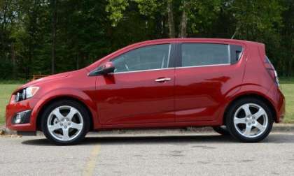 The side profile of the 2012 Chevrolet Sonic LTZ 5-Door Turbo