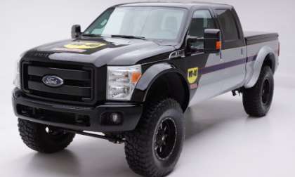 The customized 2012 Ford F350 Super Duty from the front