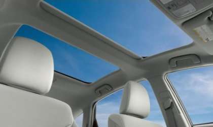 The panoramic moon roof of the 2012 Toyota Prius V Five