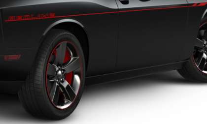 The rear quarter panel of the 2013 Dodge Challenger R/T Redline