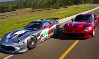 The 2013 SRT Viper GTS-R ALMS race car with a production 2013 SRT Viper GTS