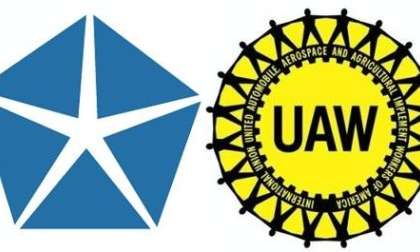 The logos of the UAW and the Chrysler Group